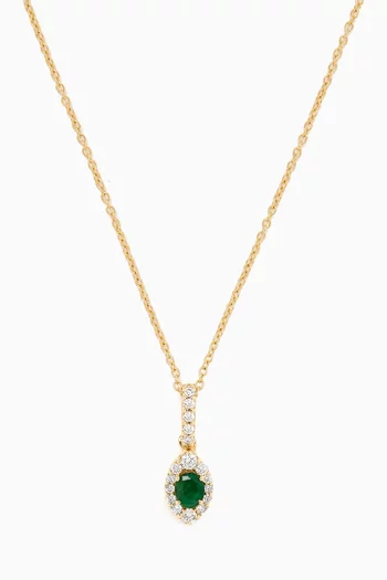 Mini Diana Emerald & Diamond Necklace in 18kt Yellow Gold