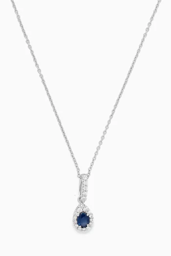 Mini Diana Sapphire & Diamond Necklace in 18kt White Gold
