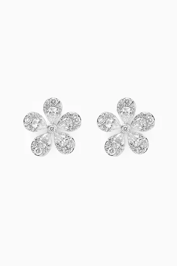 Flora Diamond Stud Earrings in 18kt White Gold