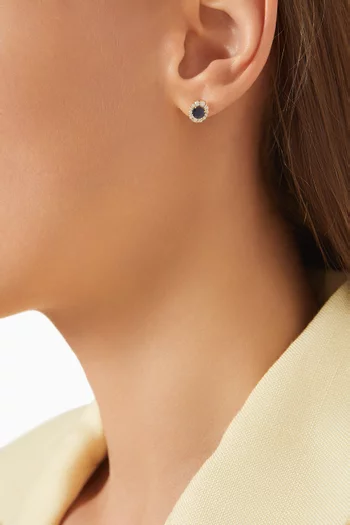 Mini Diana Sapphire & Diamond Stud Earrings in 18kt Yellow Gold