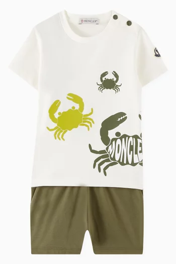 Graphic Logo T-shirt & Shorts Set in Cotton Jersey