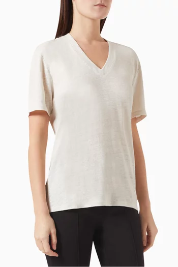Ela V-neck T-shirt in Linen