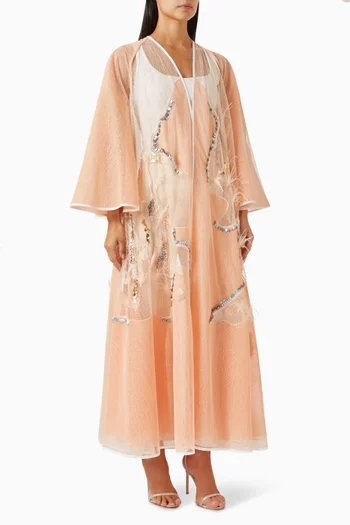 Sheer Sequin-embellished Abaya