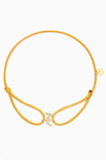 Diamond Arabic Initial Thread Bracelet, Letter 'J' in 18kt Yellow Gold