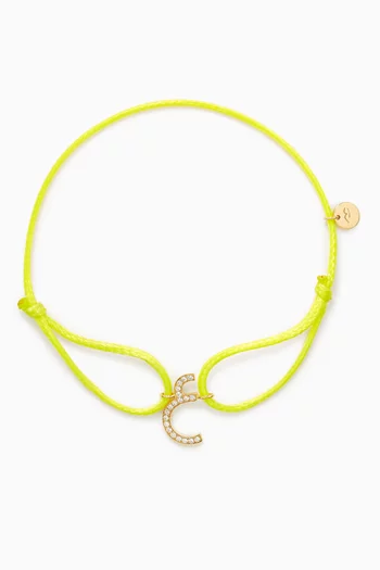 Diamond Arabic Initial Thread Bracelet - Letter "3em" in 18kt Yellow Gold