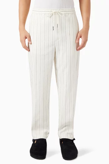 Striped Barrow Pants in Cotton Blend