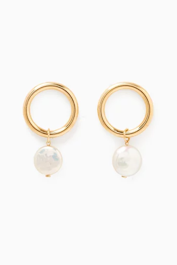 Kiku Coin Pearl Earrings in 18kt Gold