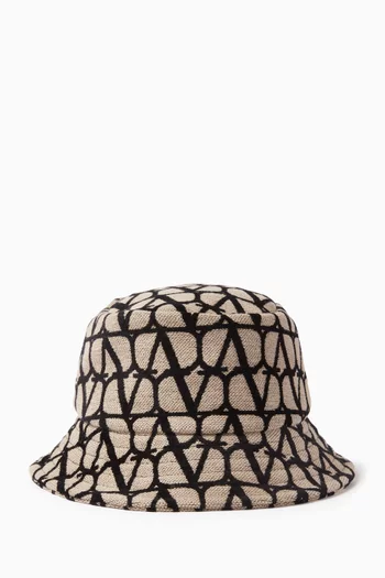 Valentino Garavani VLOGO Signature Bucket Hat in Toile Iconographe Fabric