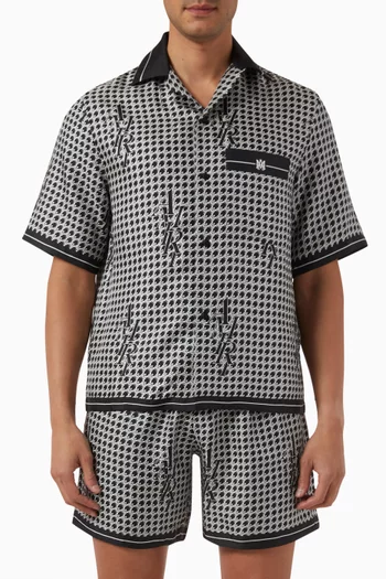 Houndstooth Bowling Shirt in Silk