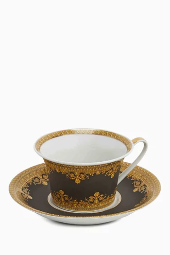 I Love Baroque Nero Low Tea Set in Porcelain, Set of 6
