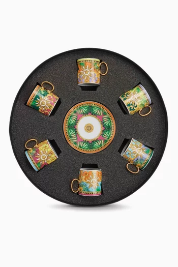 Jungle Animalier Espresso Set in Porcelain, Set of 6
