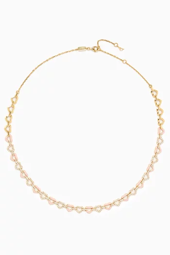 The Heart Chain Enamel & Diamond Necklace in 18kt Yellow Gold