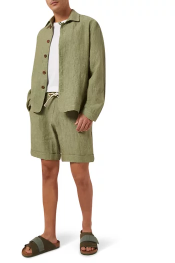 Elasticated Waistband Shorts in Linen