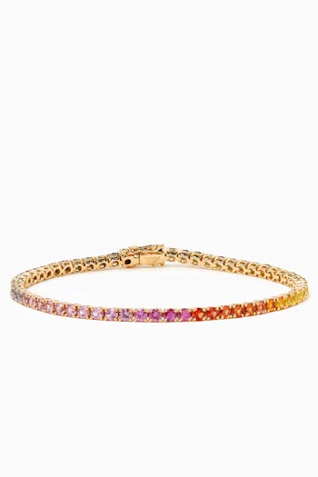 Rainbow Sapphire Tennis Bracelet in 18kt Gold