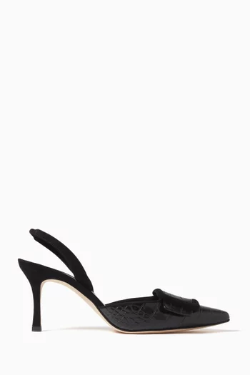 Maysli 70 Slingback Pumps in Croc-embossed Leather