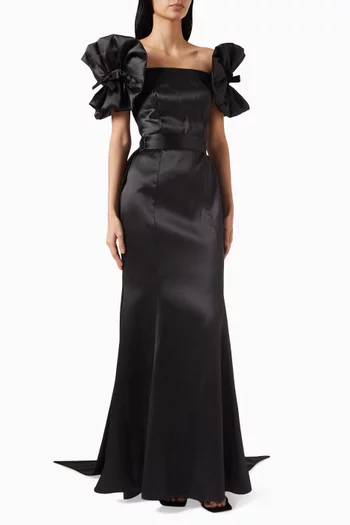 Off-shoulder Ruffled Gown