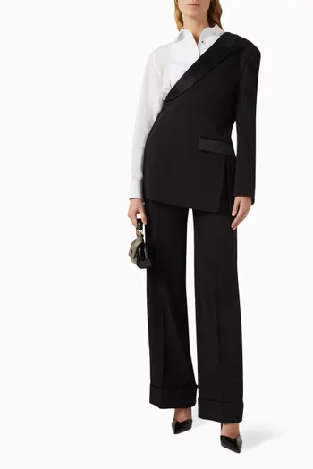 One-shoulder Jacket in Wool-gabardine