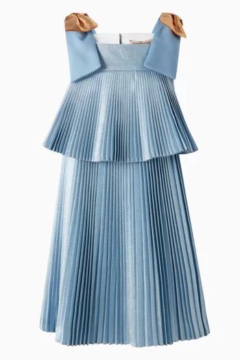 Pleated Trapeze Dress in Lamé