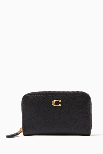 Small Essentials Zip Card Case in Pebble Leather