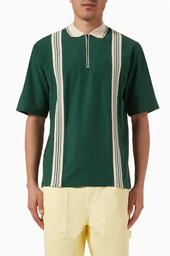 Luca Zip Polo Shirt in Cotton Piqué