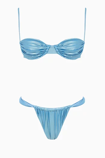 Balconette Underwired Glitter Bikini Set in Stretch-nylon