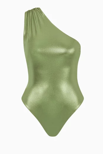 لباس سباحة سوبرمون قطعة واحدة بفتحات نايلون مطاطي لامع