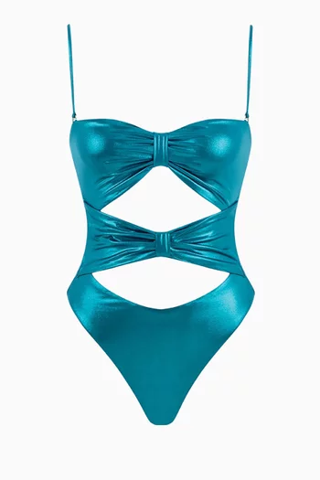 Overdone Cut-out Metallic One-piece Swimsuit in Stetch-nylon