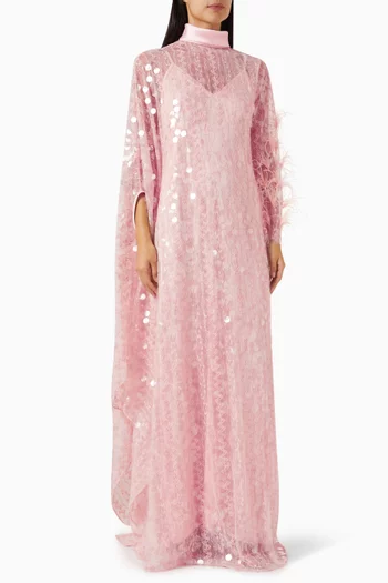 Sara Kaftan-style Dress in Embellished-mesh