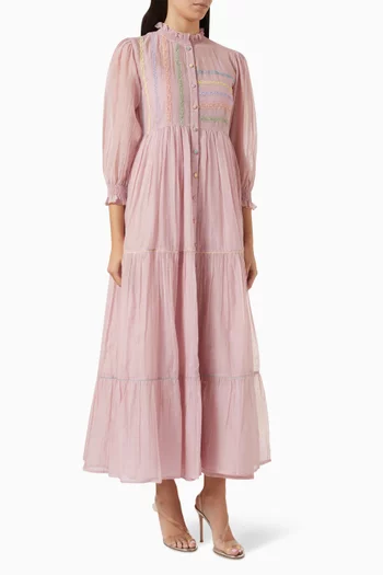 Caterina Tiered Shirt Dress in Cotton-silk