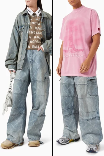 Unisex Bal Diagonal All-over Cargo Pants in Cotton