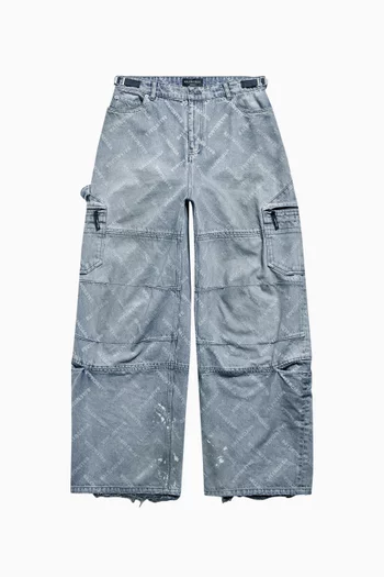 Unisex Bal Diagonal All-over Cargo Pants in Cotton
