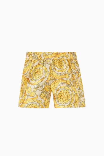 Barocco-print Shorts in Silk Twill