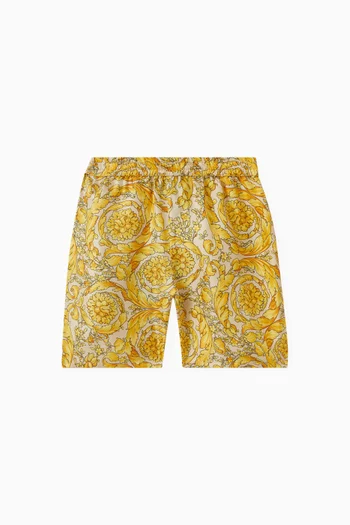 Barocco-print Shorts in Silk-twill
