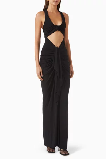 Vivenda Draped Maxi Dress in Viscose