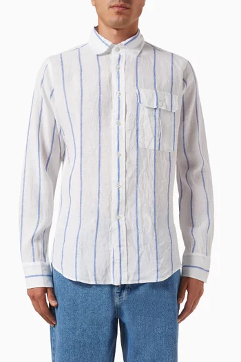 Wide Stripe Shirt in Linen