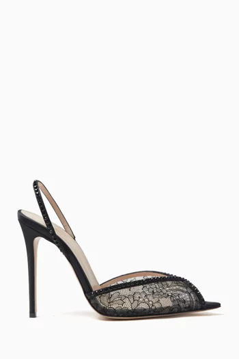 Katy 105 Slingback Sandals in Satin and Lace