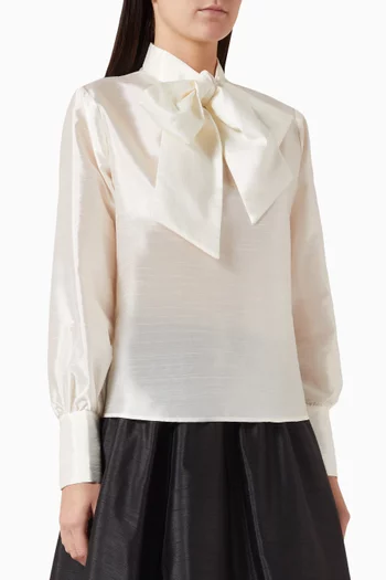 Pussy-bow Blouse in Satin-crêpe
