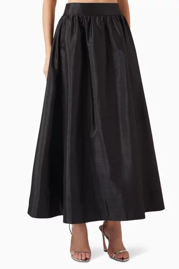 Flared Maxi Skirt in Satin-crêpe