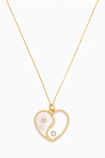 Yin Yang Heart Pendant Diamond Necklace in 18kt Yellow Gold