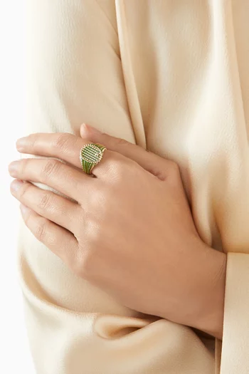 Picotti Oval Diamond Enamel Signet Ring in 9kt Gold