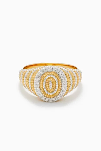 Mini Oval Braid Diamond Ring in 9kt Yellow & White Gold