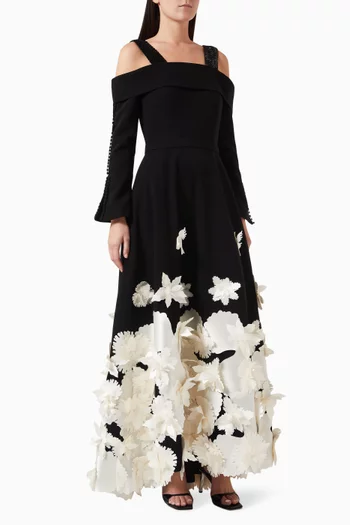 Off-shoulder Floral Midi Dress