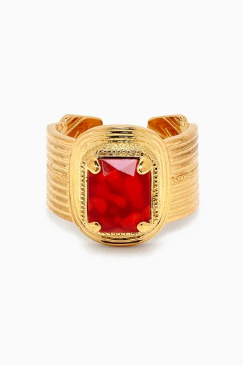 Romantic Prestige Crystal Ring in 14kt Gold-plated Metal