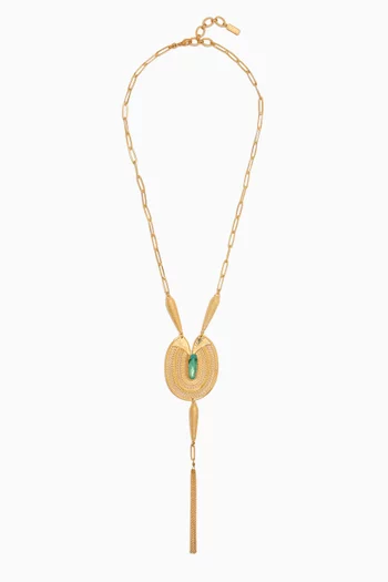 Noor Filigree Crystal Sautoir Necklace in 18kt Gold-plated Metal