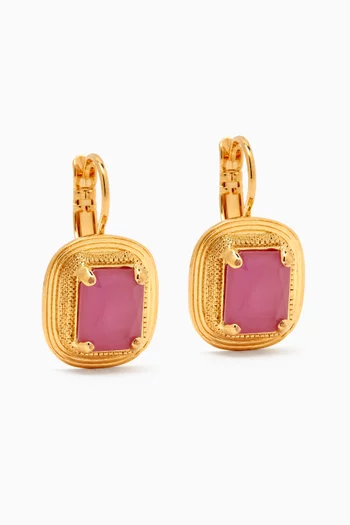 Cabochon Sleeper Earrings in 14kt Gold-plated Metal