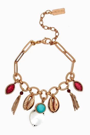 Mindoro Mother of Pearl Charm Bracelet in 14kt Gold-plated Metal