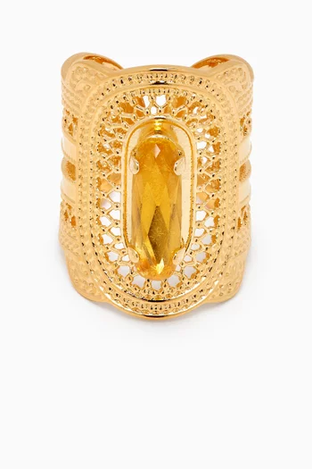 Noor Filigree Wide Ring in 18kt Gold-plated Metal