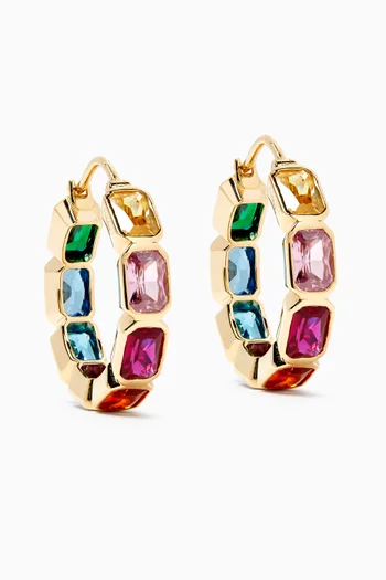 Rainbow Emerald-cut Hoop Earrings in 18kt Gold