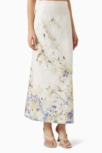 Harmony Pencil Midi Skirt in Linen