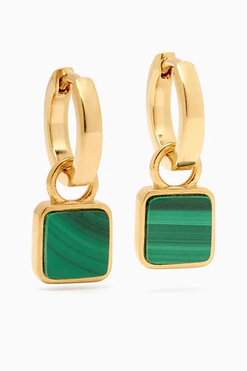 x Lucy Williams Malachite Charm Hoop Earrings in 18kt Recycled Gold Plated Vermeil